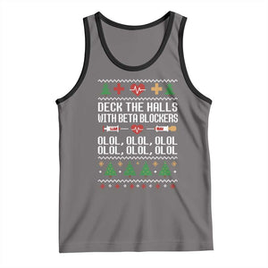 Funny Nurse Ugly Xmas Tank Top Deck The Hall With Beta Blockers TS10 Deep Heather Black Print Your Wear