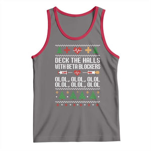 Funny Nurse Ugly Xmas Tank Top Deck The Hall With Beta Blockers TS10 Deep Heather Red Print Your Wear