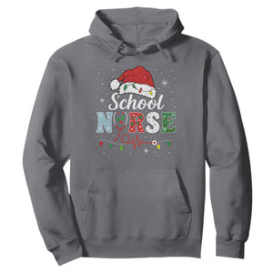 Christmas School Nurse Hoodie Xmas Lights Red Santa Hat Crew Nurse - Print Your Wear