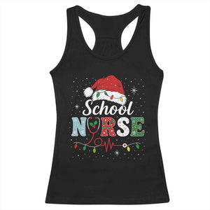 Christmas School Nurse Racerback Tank Top Xmas Lights Red Santa Hat Crew Nurse TS10 Black Print Your Wear
