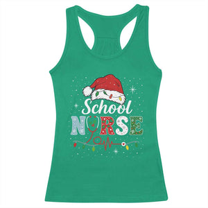 Christmas School Nurse Racerback Tank Top Xmas Lights Red Santa Hat Crew Nurse TS10 Irish Green Print Your Wear