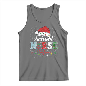 Christmas School Nurse Tank Top Xmas Lights Red Santa Hat Crew Nurse TS10 Black Heather Print Your Wear