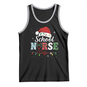 Christmas School Nurse Tank Top Xmas Lights Red Santa Hat Crew Nurse TS10 Black Athletic Heather Print Your Wear
