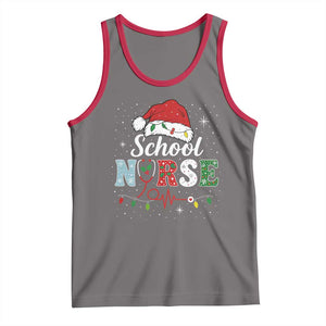 Christmas School Nurse Tank Top Xmas Lights Red Santa Hat Crew Nurse TS10 Deep Heather Red Print Your Wear