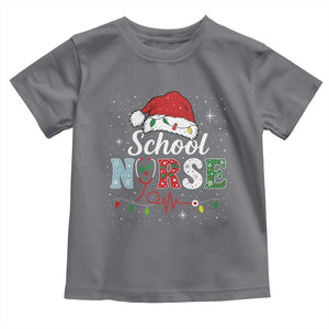 Christmas School Nurse Toddler T Shirt Xmas Lights Red Santa Hat Crew Nurse TS10 Charcoal Print Your Wear
