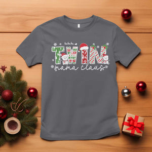 Christmas Twin Mama Claus T Shirt Pregnancy Announcement TS10 Charcoal Print Your Wear