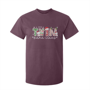 Christmas Twin Mama Claus T Shirt For Kid Pregnancy Announcement TS10 Maroon Print Your Wear