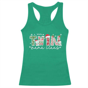 Christmas Twin Mama Claus Racerback Tank Top Pregnancy Announcement TS10 Irish Green Print Your Wear