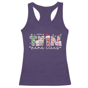 Christmas Twin Mama Claus Racerback Tank Top Pregnancy Announcement TS10 Purple Print Your Wear