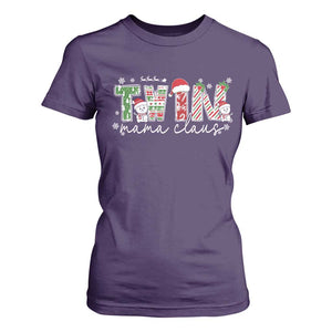 Christmas Twin Mama Claus T Shirt For Women Pregnancy Announcement TS10 Purple Print Your Wear