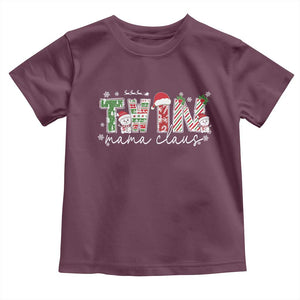 Christmas Twin Mama Claus Toddler T Shirt Pregnancy Announcement TS10 Maroon Print Your Wear