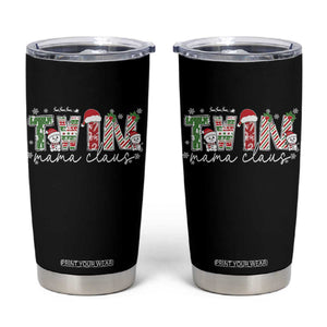 Christmas Twin Mama Claus Tumbler Cup Pregnancy Announcement TS10 Black Print Your Wear