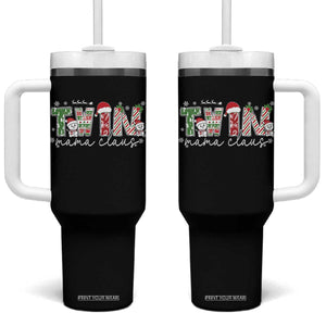 Christmas Twin Mama Claus Tumbler With Handle Pregnancy Announcement TS10 One Size: 40 oz Black Print Your Wear