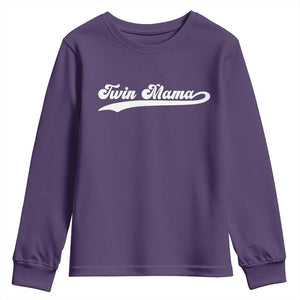 Twin Mama Youth Sweatshirt Pregnancy Announcement New Mom Gift TS10 Purple Print Your Wear
