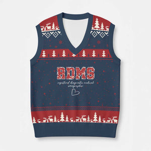 Xmas Sonographer V-Neck Knit Sweater Vest RDMS Ultrasound Tech Technologist Gift TS10 Navy Red Print Your Wear