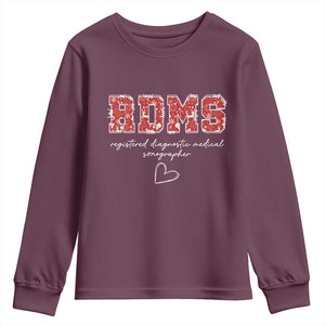 Christmas Sonographer Youth Sweatshirt RDMS Ultrasound Tech Technologist Gift TS10 Maroon Print Your Wear