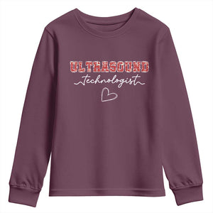 Ultrasound Tech Christmas Youth Sweatshirt Technologist Gift Sonographer Sonography Student TS10 Maroon Print Your Wear