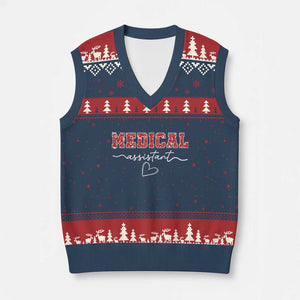 Xmas Medical Assistant V-Neck Knit Sweater Vest MA Nurse Gift TS10 Navy Red Print Your Wear