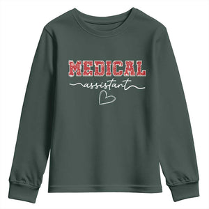 Christmas Medical Assistant Youth Sweatshirt MA Nurse Gift TS10 Dark Forest Green Print Your Wear