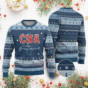 CNA Christmas Hanukkah Ugly Sweater Certified Nursing Assistant Gift TS10 Navy Light Blue Print Your Wear