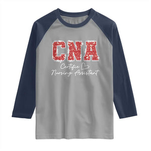 CNA Christmas Raglan Shirt Certified Nursing Assistant Gift TS10 Sport Gray Navy Print Your Wear