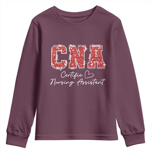 CNA Christmas Youth Sweatshirt Certified Nursing Assistant Gift TS10 Maroon Print Your Wear
