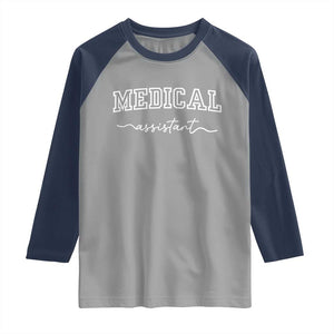 Medical Assistant Raglan Shirt MA Nurse Gift TS10 Sport Gray Navy Print Your Wear