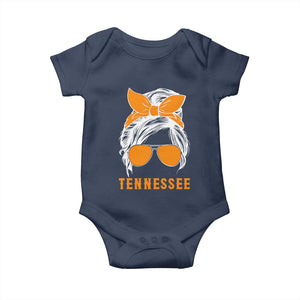 Tennessee Fan Baby Onesie Volunteers College Football Lover Game Day Messy Bun TS10 Navy Print Your Wear