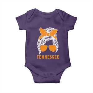 Tennessee Fan Baby Onesie Volunteers College Football Lover Game Day Messy Bun TS10 Purple Print Your Wear