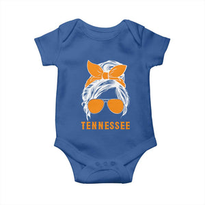 Tennessee Fan Baby Onesie Volunteers College Football Lover Game Day Messy Bun TS10 Royal Blue Print Your Wear