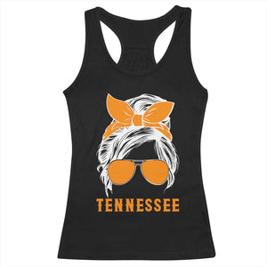 Tennessee Fan Racerback Tank Top Volunteers College Football Lover Game Day Messy Bun TS10 Black Print Your Wear