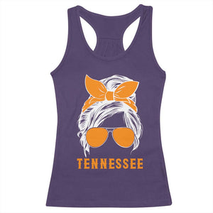 Tennessee Fan Racerback Tank Top Volunteers College Football Lover Game Day Messy Bun TS10 Purple Print Your Wear