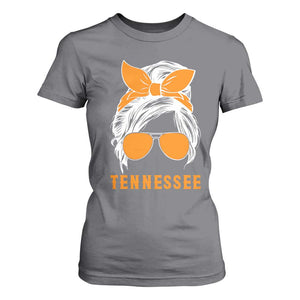 Tennessee Fan T Shirt For Women Volunteers College Football Lover Game Day Messy Bun TS10 Charcoal Print Your Wear