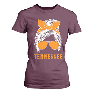 Tennessee Fan T Shirt For Women Volunteers College Football Lover Game Day Messy Bun TS10 Maroon Print Your Wear