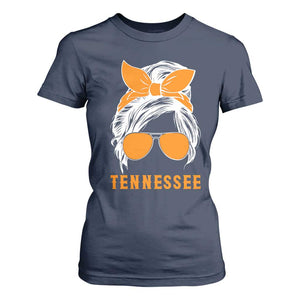 Tennessee Fan T Shirt For Women Volunteers College Football Lover Game Day Messy Bun TS10 Navy Print Your Wear