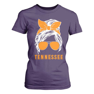Tennessee Fan T Shirt For Women Volunteers College Football Lover Game Day Messy Bun TS10 Purple Print Your Wear