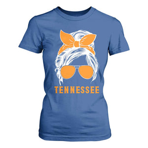 Tennessee Fan T Shirt For Women Volunteers College Football Lover Game Day Messy Bun TS10 Royal Blue Print Your Wear