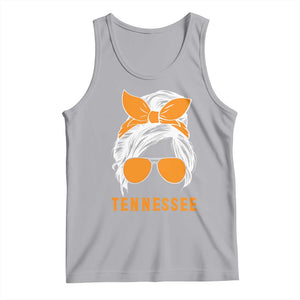 Tennessee Fan Tank Top Volunteers College Football Lover Game Day Messy Bun TS10 Athletic Heather Print Your Wear