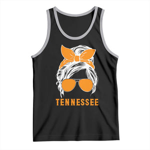 Tennessee Fan Tank Top Volunteers College Football Lover Game Day Messy Bun TS10 Black Athletic Heather Print Your Wear