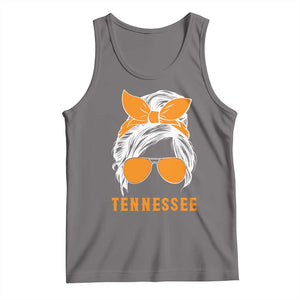 Tennessee Fan Tank Top Volunteers College Football Lover Game Day Messy Bun TS10 Deep Heather Print Your Wear