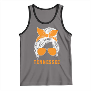 Tennessee Fan Tank Top Volunteers College Football Lover Game Day Messy Bun TS10 Deep Heather Black Print Your Wear