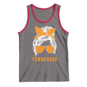Tennessee Fan Tank Top Volunteers College Football Lover Game Day Messy Bun TS10 Deep Heather Red Print Your Wear