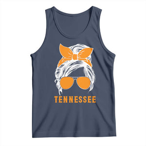 Tennessee Fan Tank Top Volunteers College Football Lover Game Day Messy Bun TS10 Navy Print Your Wear
