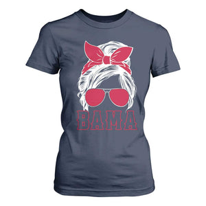 Alabama Fan T Shirt For Women Bama Football Lover Game Day Messy Bun TS10 Navy Print Your Wear