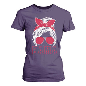 Alabama Fan T Shirt For Women Bama Football Lover Game Day Messy Bun TS10 Purple Print Your Wear