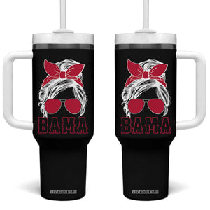 Alabama Fan Tumbler With Handle Bama Football Lover Game Day Messy Bun TS10 One Size: 40 oz Black Print Your Wear