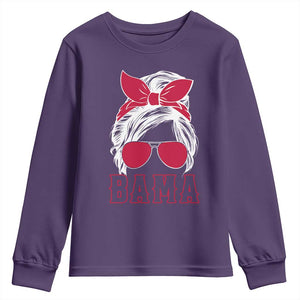 Alabama Fan Youth Sweatshirt Bama Football Lover Game Day Messy Bun TS10 Purple Print Your Wear