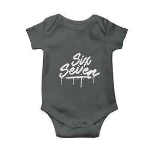 Fun Six Seven Meme Baby Onesie Funny 6 7 Meme Gen Alpha Slang Streetwear TS10 Dark Heather Print Your Wear