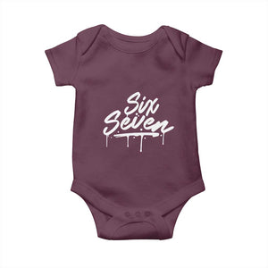 Fun Six Seven Meme Baby Onesie Funny 6 7 Meme Gen Alpha Slang Streetwear TS10 Maroon Print Your Wear