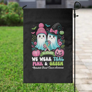 Metastatic Breast Cancer Awareness Ghost Garden Flag Halloween Green Teal Pink Ribbon TS10 Print Your Wear